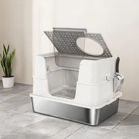 Meilleurs prix pour Caixa de areia fechada para gatos aço inoxidável 201 XL 60 2 x 40 2 x 44 5 cm até 15 kg