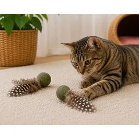 Comparer les prix de Jouet pour chat - EDEN - Katti - Balle de cataire - Avec plumes - Lot de 2