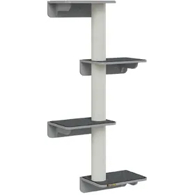 Meilleurs prix pour Arbre à chat mural 4 niveaux en MDF gris clair et beige, 66 x 28 x 137 cm