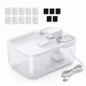 Comparer les prix de Fontaine à Eau pour Chat 45 L et 10 Filtres Ensemble Distributeur Silencieux Blanc