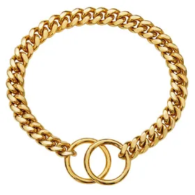 Meilleurs prix pour Collier pour chien en chaîne à maillons cubains en or 18 carats, maillons métalliques en acier inoxydable, 10 mm, robuste et résistant, pour la marche et le dressage des chiens 18inch-45cm or