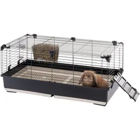 Comparer les prix de Cage pour lapins et cochons dInde - FERPLAST - Tommy 100 - Toit ouvrant - Grille perforée - 2 plateaux amovibles