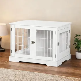 Meilleurs prix pour Cage intérieure 76 × 54 5 × 56 cm pour petit chien portes verrouillables structure MDF et métal