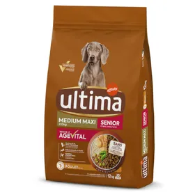 Comparer les prix de Medium / Maxi Senior poulet Ultima - Croquettes pour chien