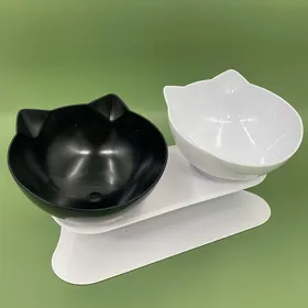 Meilleurs prix pour Bol Double Antidérapant pour Chat Chien Avec Support Alimentation Animaux Bol d'Eau Chat Pour Chats Nourriture Bols pour Animaux Pour Chiens blanc noir
