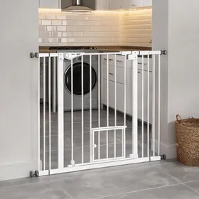 Comparer les prix de Barrière de sécurité extra-haute en acier avec porte automatique et double verrouillage blanc