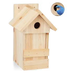 Comparer les prix de Relaxdays Nichoir à oiseaux en bois, maison oiseaux à suspendre, mésanges, trou entrée Ø 2,8 cm, 25 x 16 x 14 cm, nature