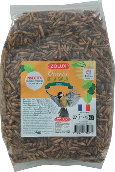 Insectes séchés - ZOLUX - 250 g - Larve de la mouche du soldat noir - 100% insectes - Aliment riche en protéines – photo 2