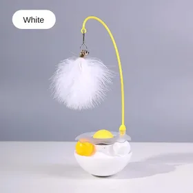 Meilleurs prix pour Jouet pour chat culbuto Bâton amovible Plume Balle à gratter Platine anti-morsure Jouet interactif Fournitures intéressantes pour animaux de compagnie blanc