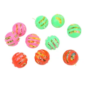 Meilleurs prix pour 10pcs Jouet Balle Oiseau Coloré Creux Rembourré Perroquets Boules de Fourrage avec Cloche pour Perruche Calopsitte green
