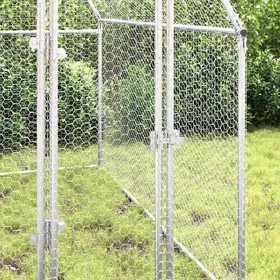 Meilleurs prix pour Cage pour poules - WIENS - Argenté - 200x100x190 cm - Acier galvanisé - Porte avec serrure - Assemblage requis