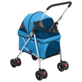 Comparer les prix de Poussette pour chien pliante - WIENS - Bleu - 76x50x100 cm - Tissu Oxford 300D - Capacité 15 kg - Pliable - Toit ouvrant