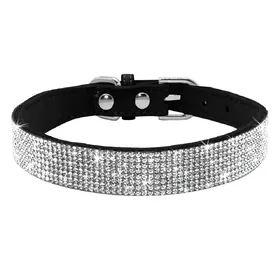 Meilleurs prix pour Didog Collier Doux en Cuir Daim pour Chiot Réglable Strass Chat Animal Rose Colliers Convient aux Petits Moyens Animaux XS S M Chihuahua XS black