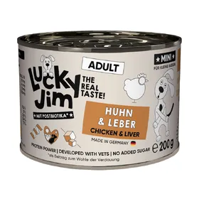 Meilleurs prix pour Lot économique : 24x200g Lucky Jim MINI Adult poulet & foie nourriture pour chiens humide