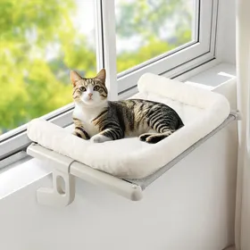 Comparer les prix de Hamac chat fenêtre suspendu porte 18 kg acier et polyamide fixation sans ventouse 63 x 38 cm blanc