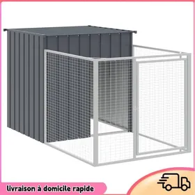 Comparer les prix de Cocosity Niche pour chien avec cour anthracite 110x201x110 cm - 7894202843830