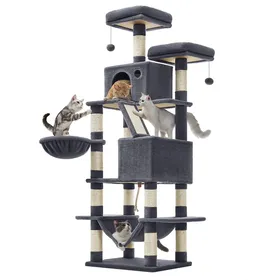Comparer les prix de FEANDREA Arbre à Chat, Grande Tour de Jeux, Hauteur 168cm, avec 13 Griffoirs, 1 Planche à Griffer, 2Plate-Forme, 2Niches, PCT165G01