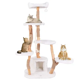 Meilleurs prix pour GOPLUS Arbre à Chat de 168 cm avec Poteaux à Gratter en Jute et Corde en Sisal, Poteau en Bois de Poirier Massif, Balle Suspendue