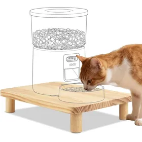 Meilleurs prix pour Support Bois Massif pour Distributeur et Gamelle Automatique Chat - Ergonomique Réduit Pression Colonne Vertébrale - 34 3×20×6 1 cm
