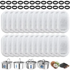 Comparer les prix de 48 Pièces Filtre Fontaine à Chat Compatible 24 Filtres de Rechange 24 Éponges Filtre à