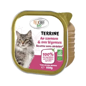 Meilleurs prix pour Felichef - Terrine sans céréales chat saumon et légumes 100g