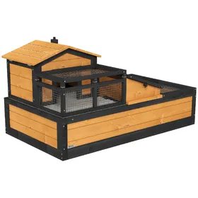 Comparer les prix de PawHut Maison pour tortues, 2 étages, pour intérieur et extérieur, tiroir, Bois de pin, Jaune