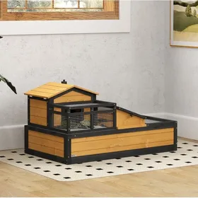Meilleurs prix pour Enclos pour tortue 2 niveaux avec toits ouvrants bac en plastique intérieur extérieur jaune 112 x 65 x 60 cm