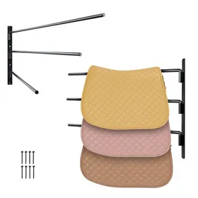 Comparer les prix de VEVOR Support de Selle Cheval, Lot de 2, Porte-selle Mural 3 Niveaux, Peu Encombrant, Rangement de Couverture et de Coussin, pour Matériels Chevaux d'Équitation, Organisation de Sellerie, d'Écuries