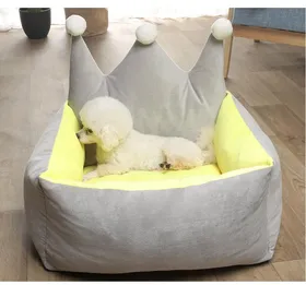 Comparer les prix de Lit pour Chien Chat Animal de Compagnie Chenil en Peluche Moyen Petit Canapé Lit Coussin Animal de Compagnie Apaisant Lit pour Chien Maison Fournitures pour Animaux Accessoires S  48X38X30CM beige