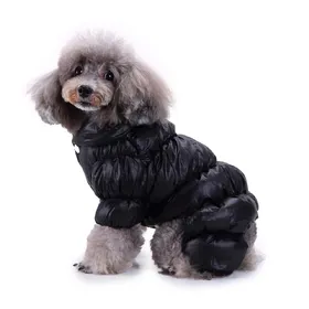 Comparer les prix de Vêtements chauds d'hiver pour chiens, salopette coupe-vent avec collier, manteau en duvet imperméable, Parka épaisse, combinaison pour chiot, tenue mignonne S noir