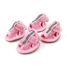 Comparer les prix de Lot de 4 sandales d'été pour animaux de compagnie, semelles en caoutchouc, baskets pour chiens, chaussures réfléchissantes en maille respirante pour chiens de petite et moyenne taille, tenues d'été pour animaux de compagnie size 2