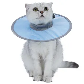 Comparer les prix de Collier cône pour chat, stop-léchage, réglable, nervuré, collier de récupération du cou Large bleu clair