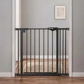 Meilleurs prix pour Barrière extensible pour animaux avec porte automatique et double verrouillage métal noir 74-94 cm
