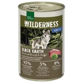 Comparer les prix de REAL NATURE WILDERNESS Nourriture humide Chien Adulte Bœuf Black Earth, autruche et buffle 12x400 g