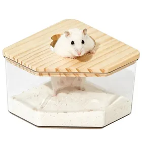 Comparer les prix de Bac à sable pour hamster - GRANDSALEY - Acrylique - Couvercle bois anti-débordement - Transparence 360° - Bords polis