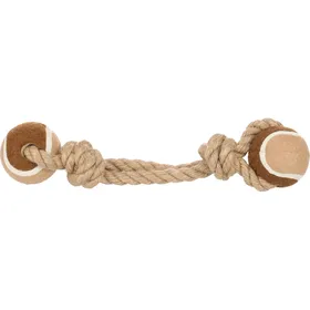 Comparer les prix de Jouet naturel tennis et corde de chanvre - Lot de 3x 27cm