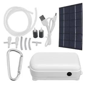 Meilleurs prix pour Pompe à oxygène solaire 2W 6V Batterie lithium intégrée 2000mAh Pompe économe en énergie pour aquarium white