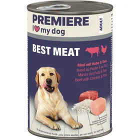 Comparer les prix de PREMIERE Best Meat nourriture humide pour chien, adulte Bœuf au poulet et riz 6x400 g