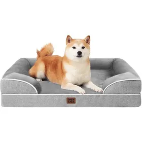 Comparer les prix de Lit Orthopédique Mémoire de Forme pour Chien - Taille XL Housse Déhoussable Lavable et Imperméable  Gris