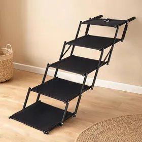 Comparer les prix de Escalier pour chien extra-large pliant 5 marches en acier noir surface antidérapante capacité 110 kg