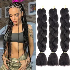 Comparer les prix de Meches Pour Tresses Africaine 3 Paquets 24 Pouces Braid Pré éTiré Braids Meches Pre Tiré Long Kanekalon Easy Braids Knotless