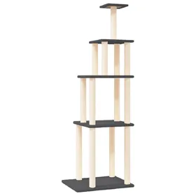 Comparer les prix de Arbre à chat meuble tour grimper jouet grattage grattoir escalade plateforme avec griffoirs en sisal foncé 183 cm gris 02_0022691