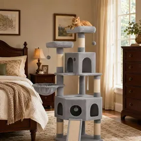 Comparer les prix de Arbre à chat 6 niveaux renforcé 5 poteaux sisal HD plateforme dobservation élargie socle stable idéal multi-chats