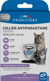 Meilleurs prix pour Collier antiparasitaire icaridine Francodex pour chat - 1x collier noir