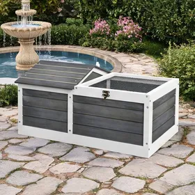 Comparer les prix de Habitat double en bois de sapin pour tortue niche abritée et enclos grillagé 86 x 54 x 43 cm