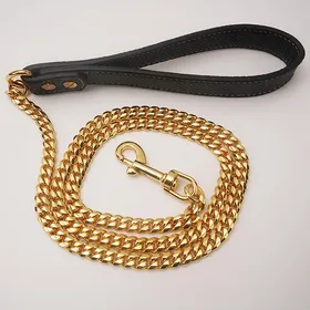 Meilleurs prix pour Nouveau Produit 10mm Large Laisse Chien Dongle Doré Chaîne Chien 90cm