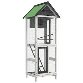 Meilleurs prix pour Maison à oiseaux - UU - 60x58 5x160 cm - gris blanc - bois massif - Toit résistant à leau - Imperméable - Avec échelle 59160