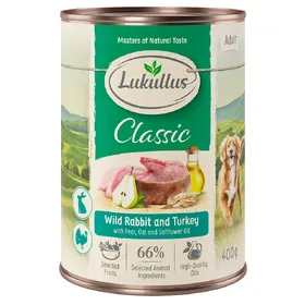 Comparer les prix de Lukullus Adult 6 x 400 g pour chien - lapin de garenne & dinde