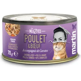 Comparer les prix de MARTIN Mijoté poulet et boeuf pâtée complète pour chat - 70g