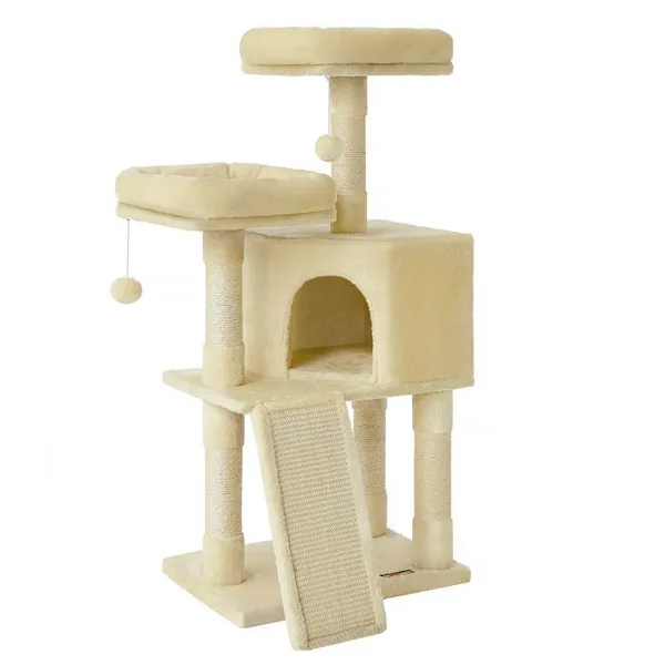 FEANDREA Arbre à Chat, Tour Poteaux à Gratter 115 cm, Beige PCT141M01 – photo 2